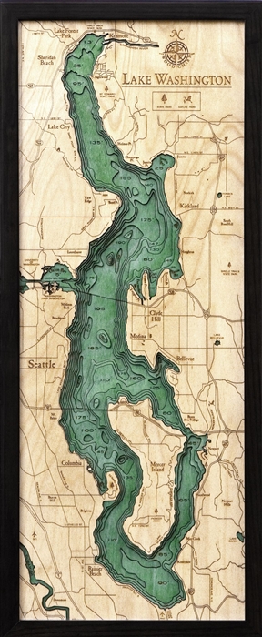 Custom Laser Cut Topographic Map Of Lake Washington